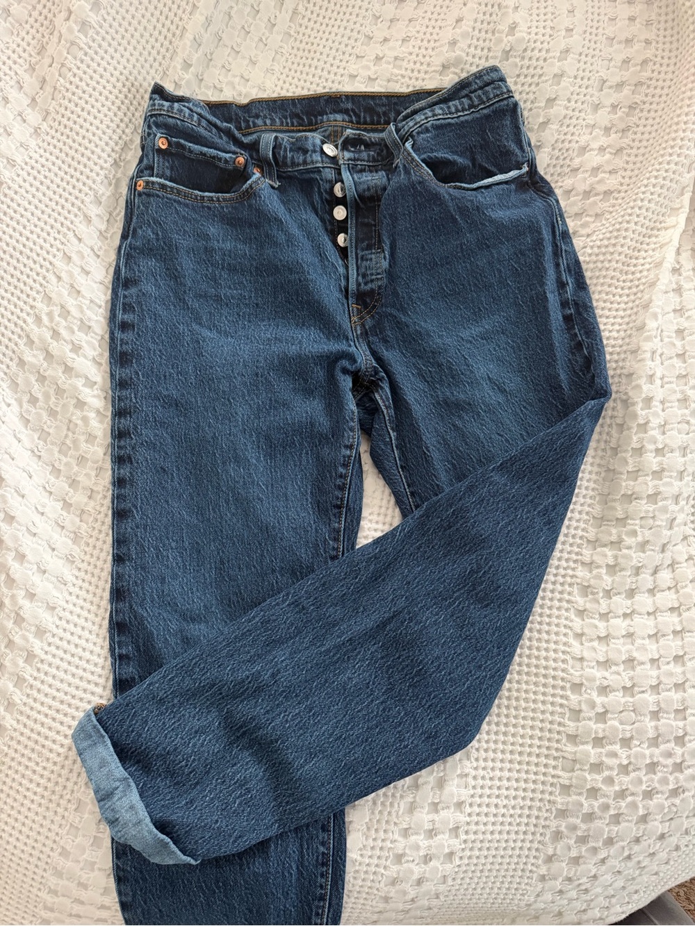 Levi's 501 Blue High-Rise Button-Fly Jeans
